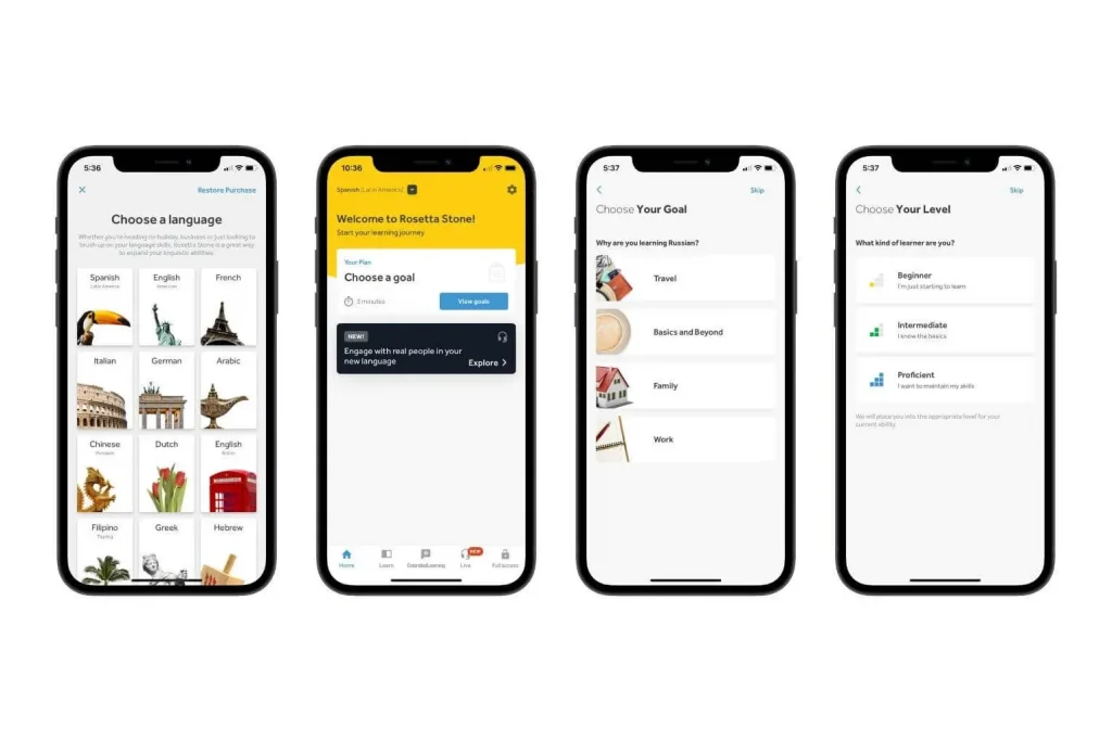 برنامه Rosetta Stone؛ بهترین برنامه های آموزش زبان آلمانی برای آیفون