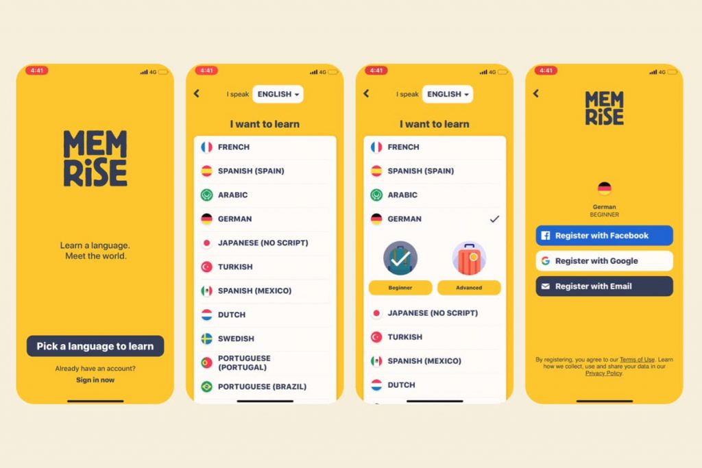 محیط برنامه Memrise آیفون