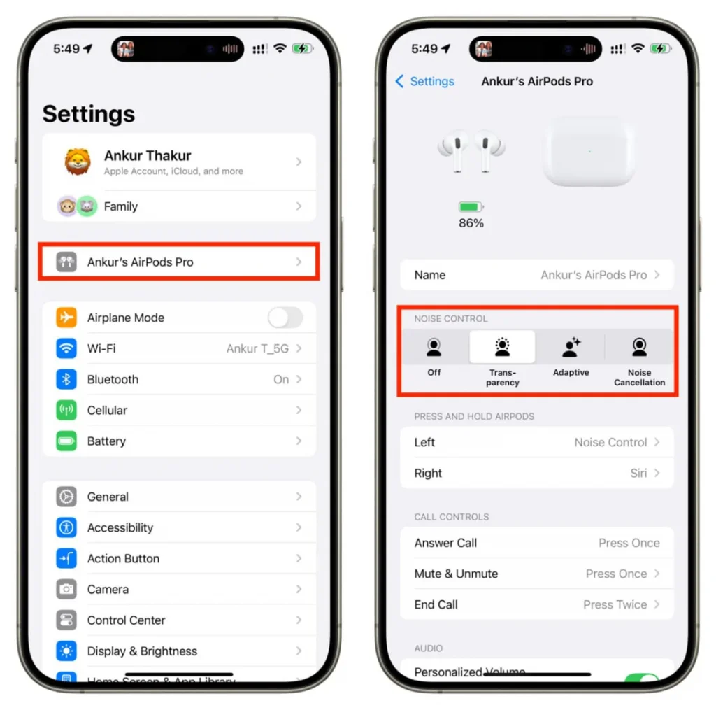 فعال کردن سیستم حذف نویز از طریق تنظیمات آیفون