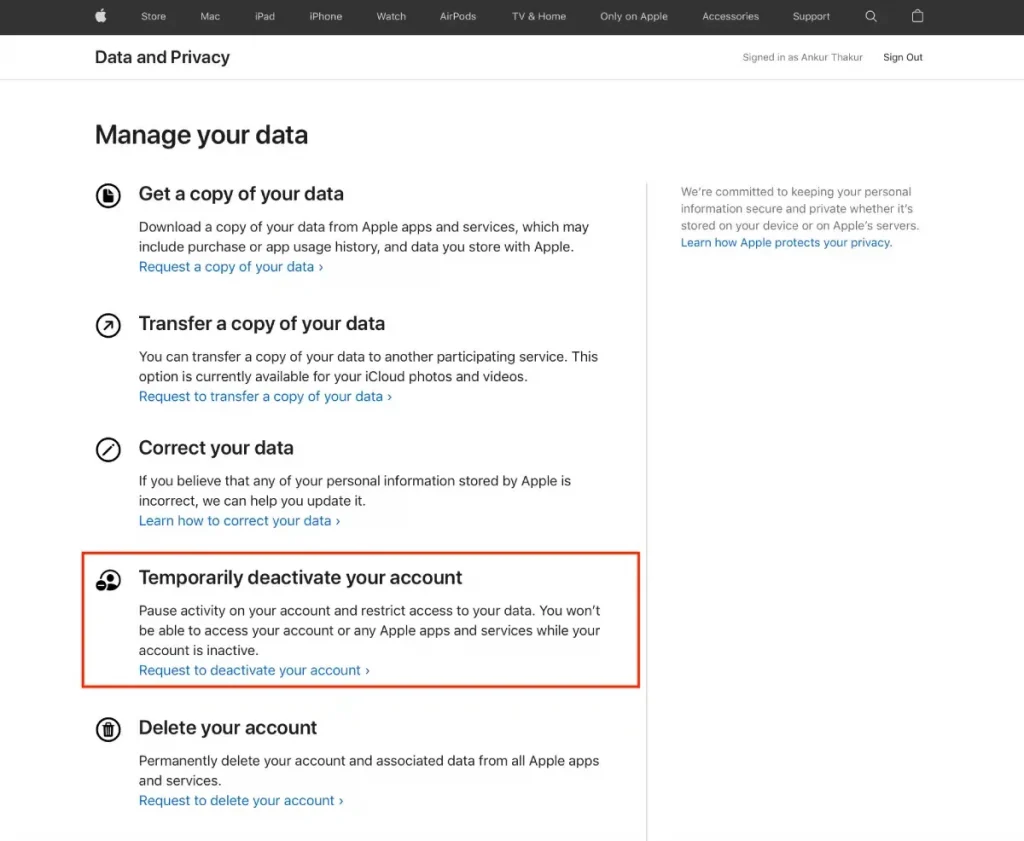 غیر فعال کردن اپل آیدی به جای حذف اپل آیدی