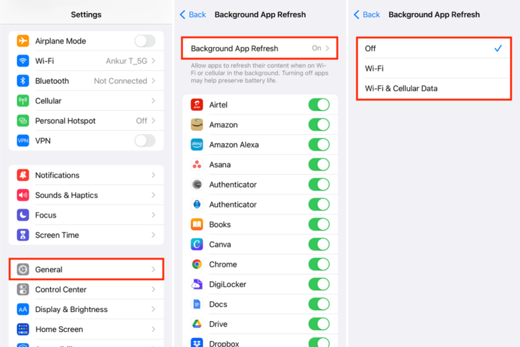 غیرفعال کردن Background Refresh در آیفون