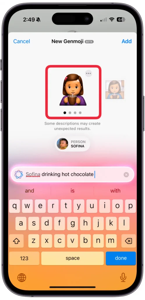قابلیت Genmoji آی مسیج