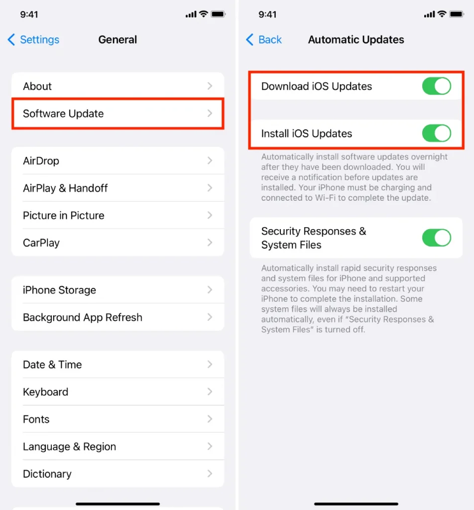 آپدیت آیفون از طریق تنظیمات گوشی