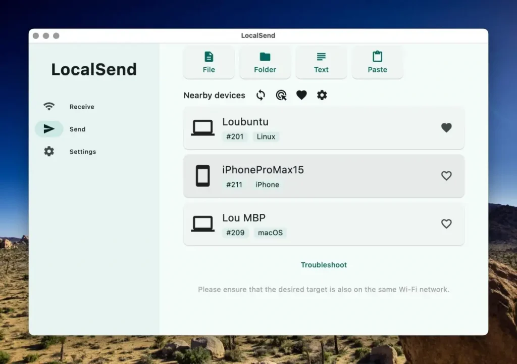 نصب LocalSend از سیب اپ