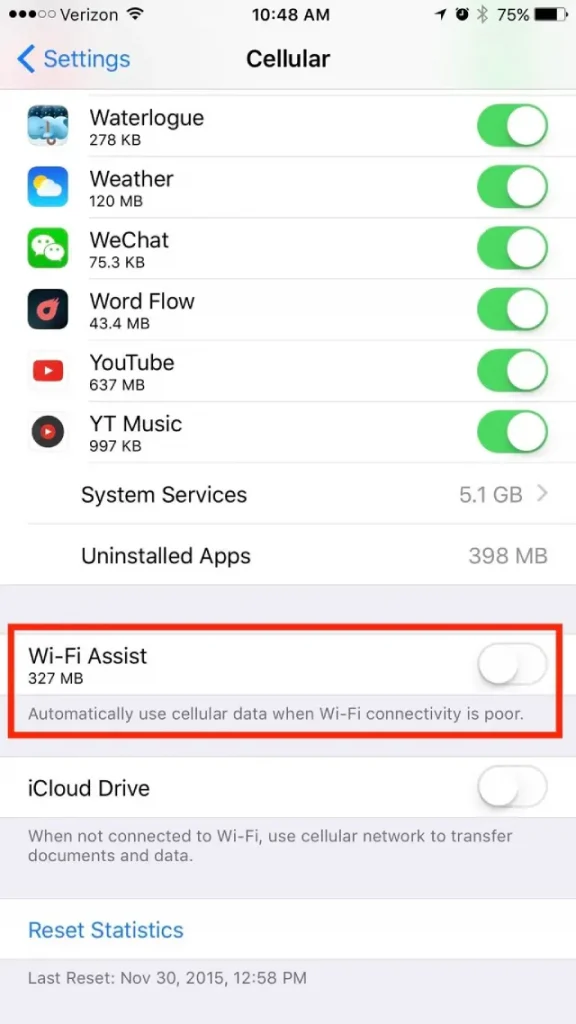 غیرفعال کردن Wi-Fi Assist