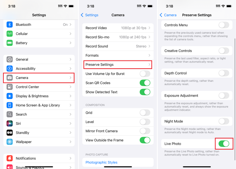 غیرفعال کردن دائمی Live Photo برای همیشه