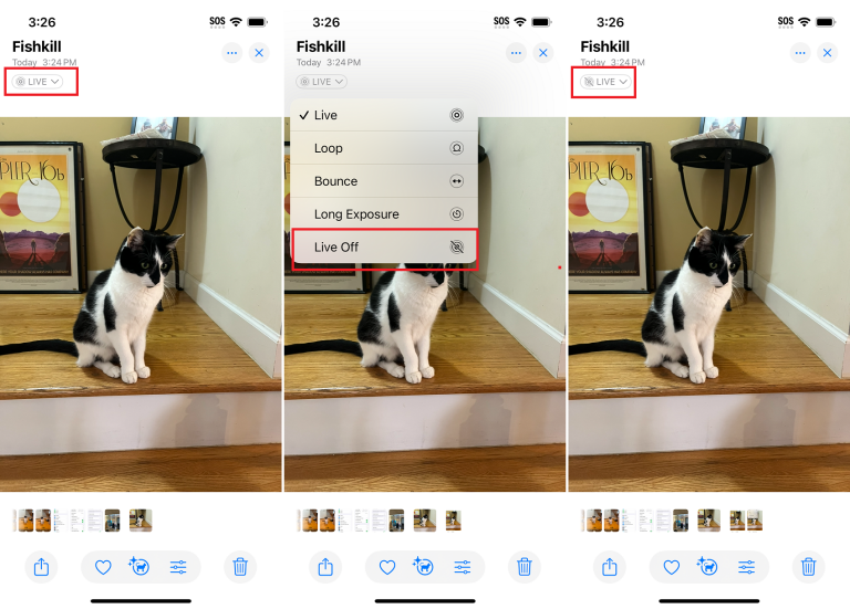 غیرفعال کردن Live Photo برای عکس‌های قبلی