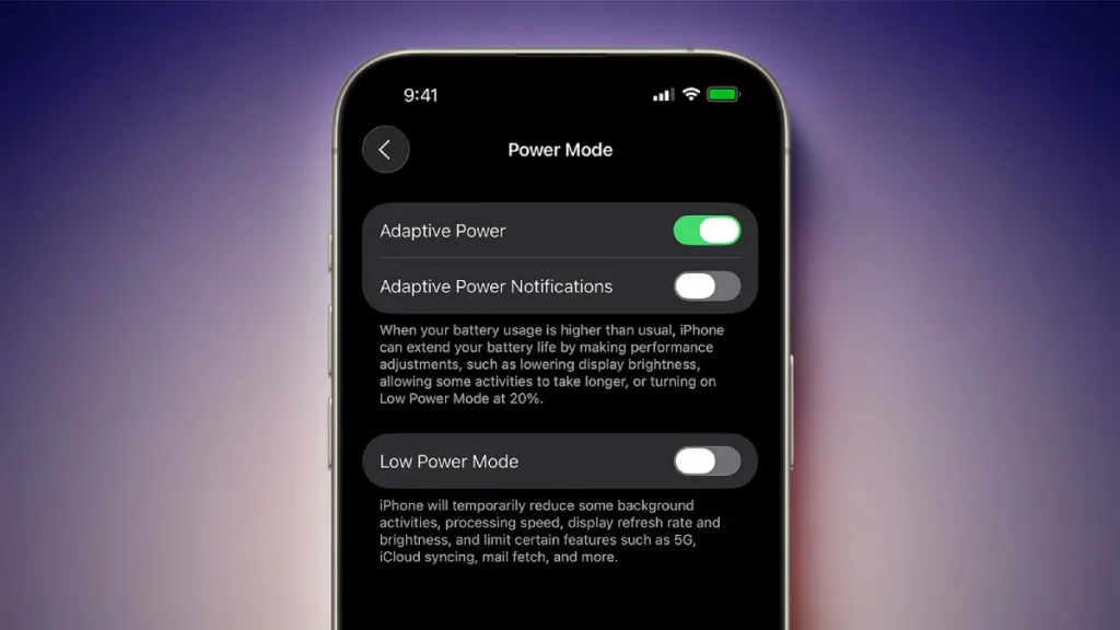 قابلیت Adaptive Power در iOS 26