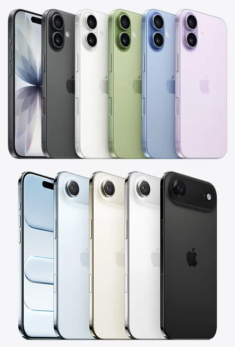 مقایسه آیفون ایر و آیفون 17 از نظر رنگ‌بندی