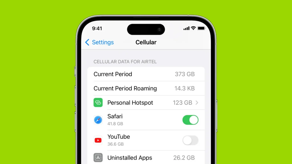 مشاهده و مدیریت مصرف داده