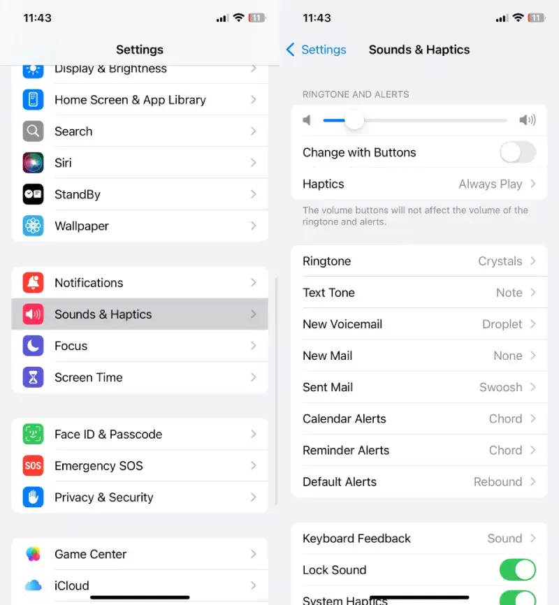 تنظیم صدای گوشی آیفون از طریق Settings