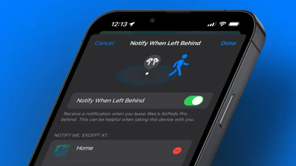 قابلیت Notify When Left Behind در ایرپاد