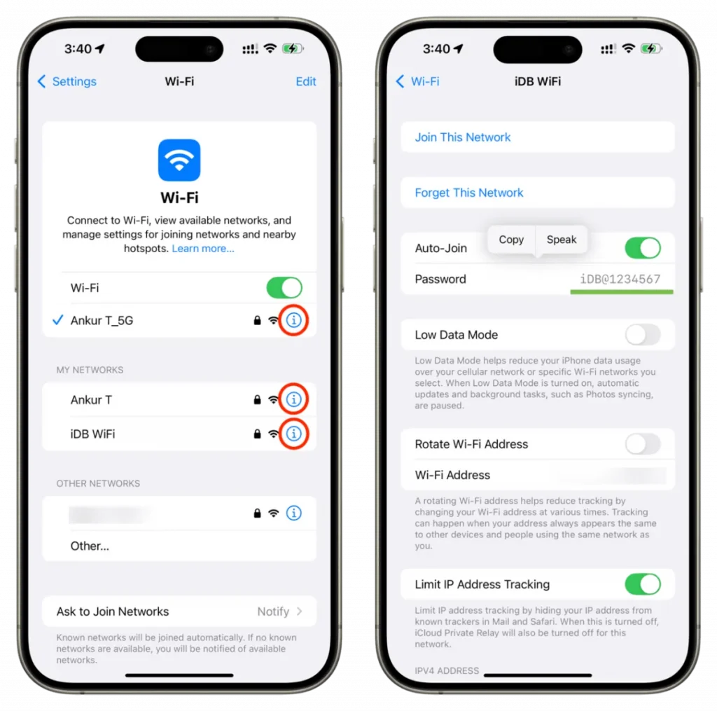 مراحل دسترسی به پسورد وای فای در آیفون