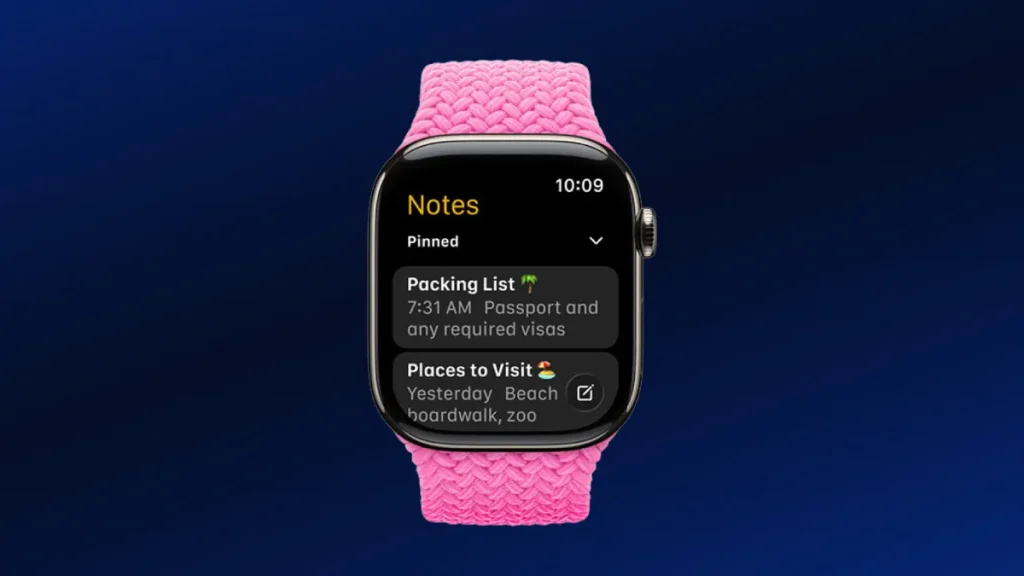 برنامه Notes اپل روی اپل واچ